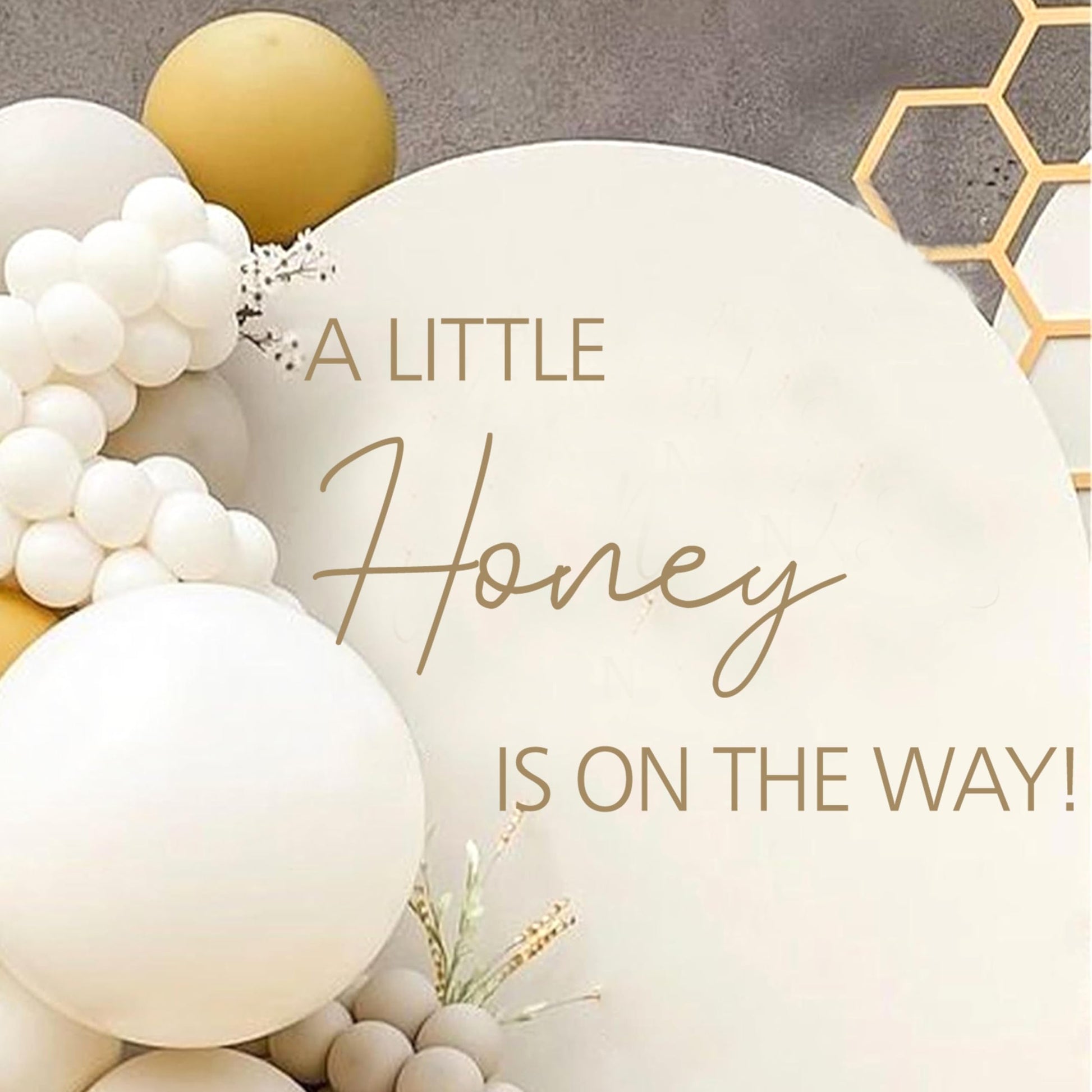 Baby Shower Backdrop Sign, A Little Honey is On The Way, Gold Arch Background Sticker for Bee Theme Party Decoration