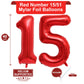 40 Inch Red 15 Number Balloons Giant 15 Or 51 Balloons Red Birthday 15 Balloons 15Th Birthday Anniversary Party Decorations Supp