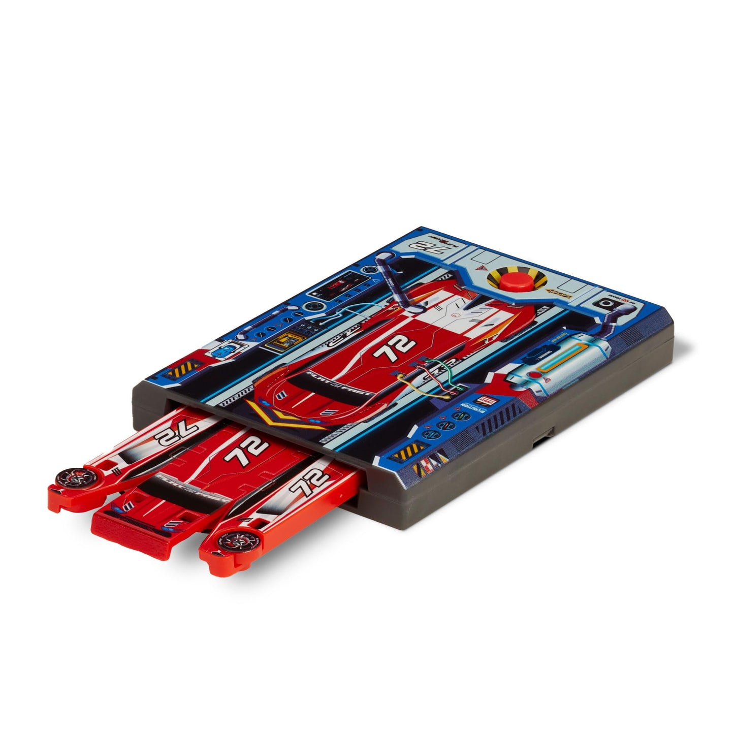 FLAT 2 FAST Pocket-Sized Red Racer Toy - Load, Launch, Race - Ages 5+ - Plastic, 72 Card