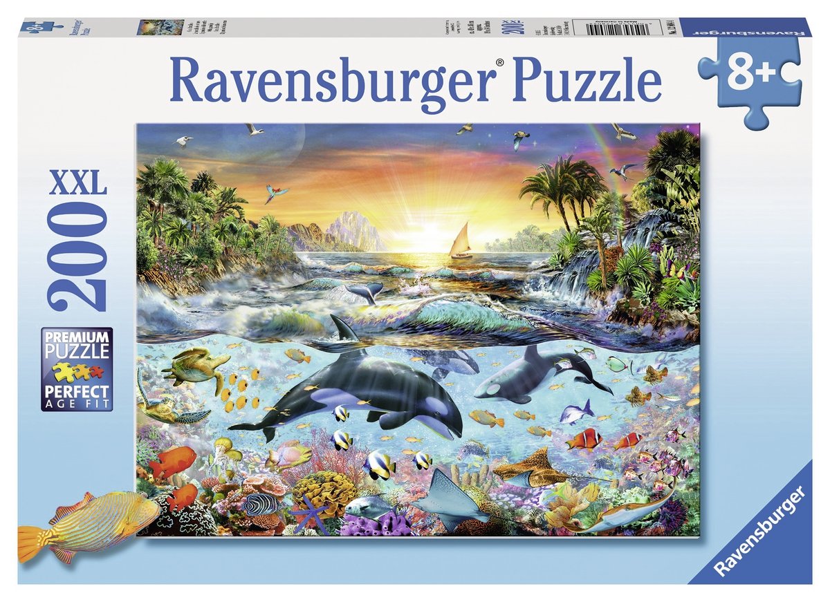 Ravensburger Orca Paradise - 200 Piece Kid'S Jigsaw Puzzle | Unique Piece Design | Anti-Glare Surface | Fsc Certified Materials | Ideal For Developing Concentration And Creativity