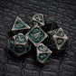 Haxtec DND Dice Set Metal D&D Dice Set with Leather Dice Bag Antique Iron Green Metal Polyhedral Dice for Dungeons and Dragons T