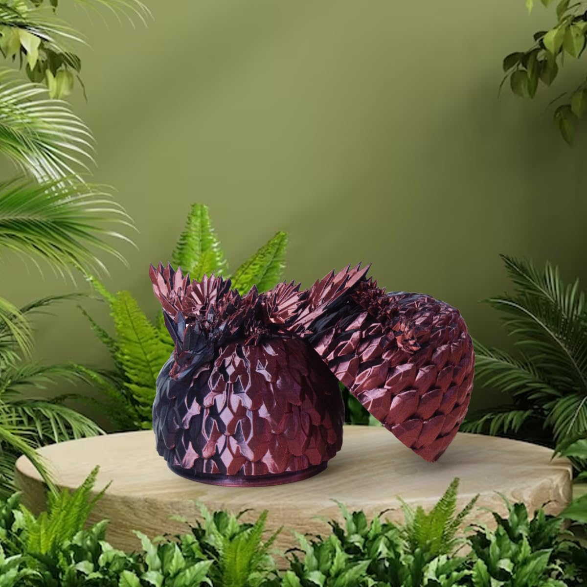 Aumeiller 3D Printed Dragon With Wings,Dragon In An Egg,Articulated Winged Dragon,Executive Desk Toys Gift For Kids (Black&Red)