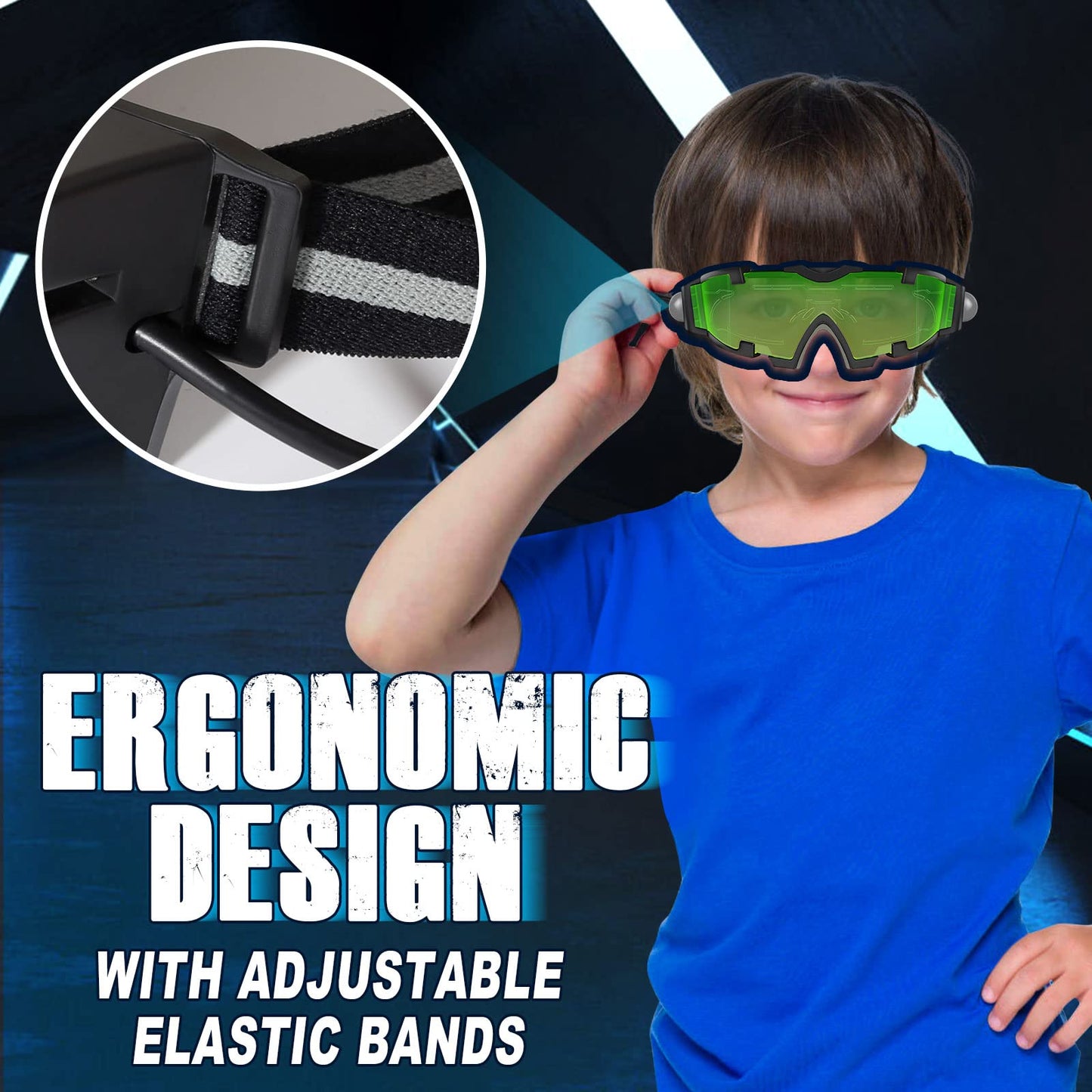 Uten Night Vision Goggles For Kids, Adjustable Elastic Band Glasses With Led Light Beams, Spy Gear With Flip-Out Lights Green Lens, Spy Role Play, Birthday Gifts And Christmas Gifts For Kids.