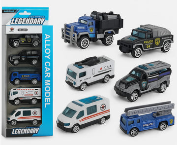Umadiya Police Alloy Vehicle Model Metal Cars 6 Pcs Vehicles, Free Wheels Model Car Play Set For Toddlers,Boys Die-Cast Car Set,