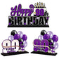 LINGTEER 90th Birthday Purple Acrylic Table Topper Centerpieces - Cheers to Ninety Years Old Party Decorations
