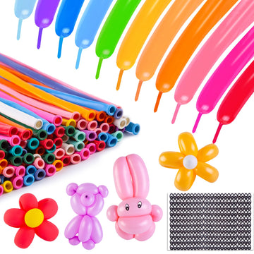 Lovestown 150Pcs Animal Shape Balloons - 260 Long Magic Balloons In 17 Assorted Colors For Birthday, Clown, Wedding, Party Decor