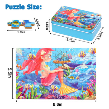 Lelemon Puzzles For Kids Ages 4-8, 60 Piece Puzzles For Kids Ages 3-5 In A Metal Box,Educational Puzzle Games Kids Puzzles, Childrens Puzzles Jigsaw Puzzles Toys Gifts For Girls And Boys