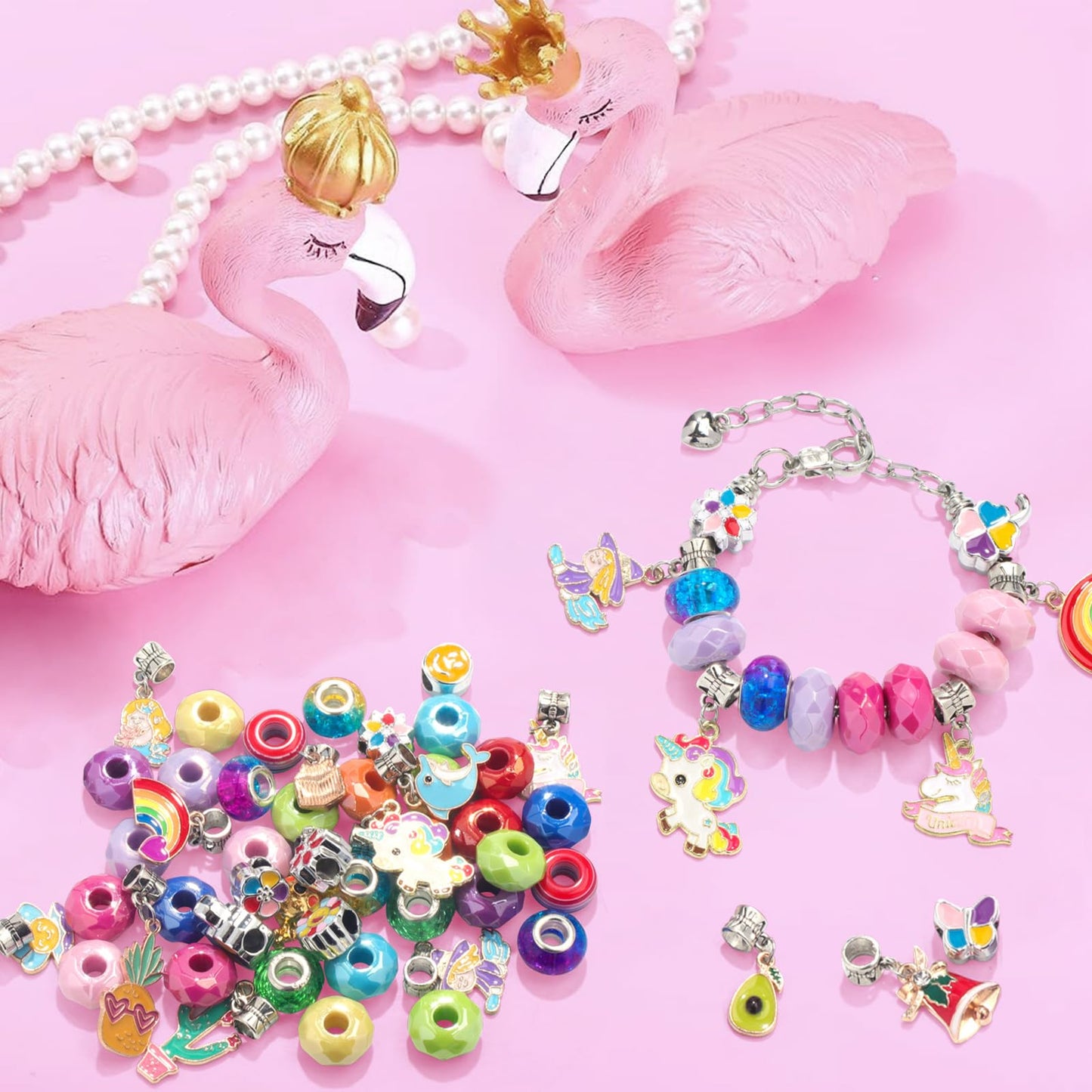Happytime Charm Bracelet Making Kit For Girls Jewelry Making Supplies Beads Unicorn Mermaid Arts And Crafts Girls Toys Age 6-8