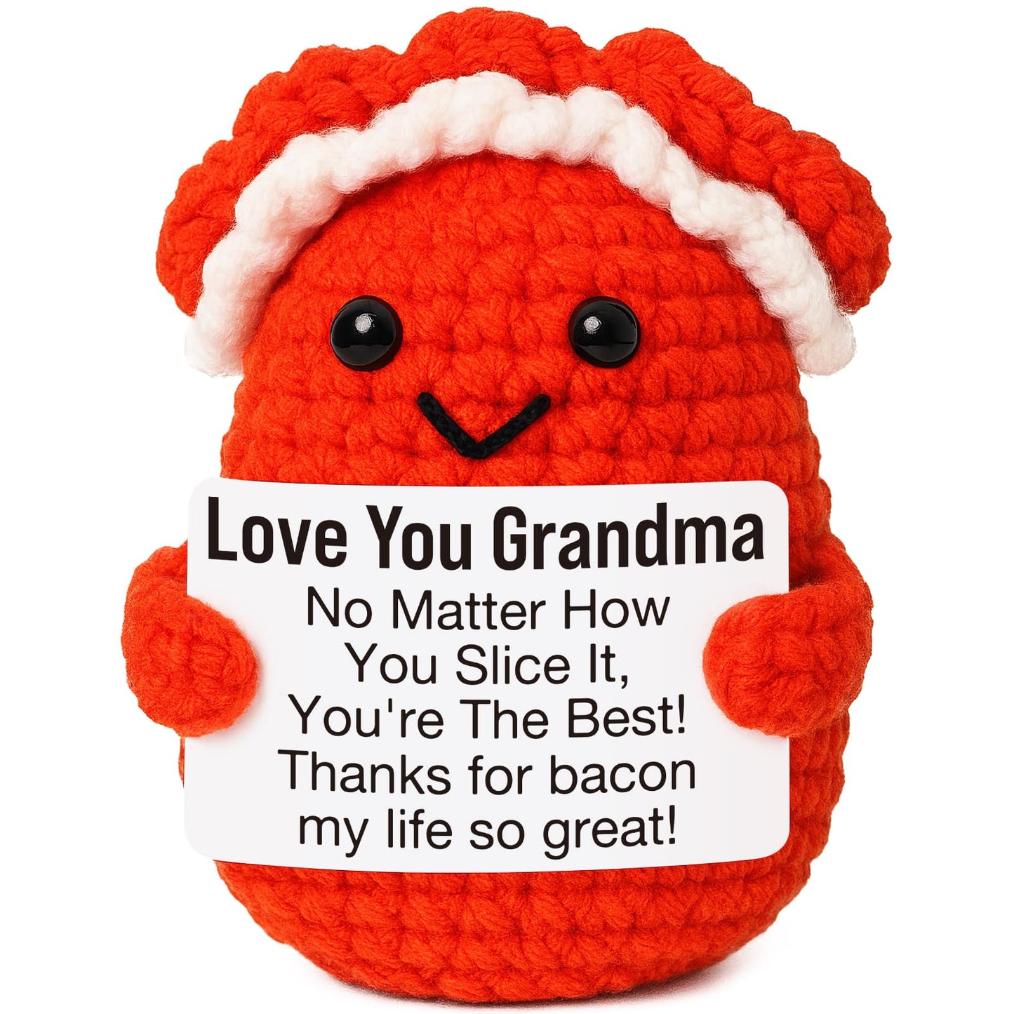 Mini Birthday Grandma Gifts from Granddaughter Grandson Christmas Thanksgiving Day Gift for Grandma Cute Handmade Crochet Bacon 