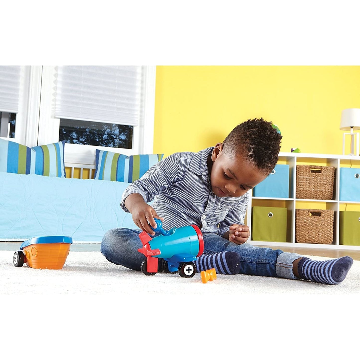 Learning Resources 1-2-3 Build It! Construction Set, 15 Pieces, Large, Multi-color, Model LER2840, Plastic