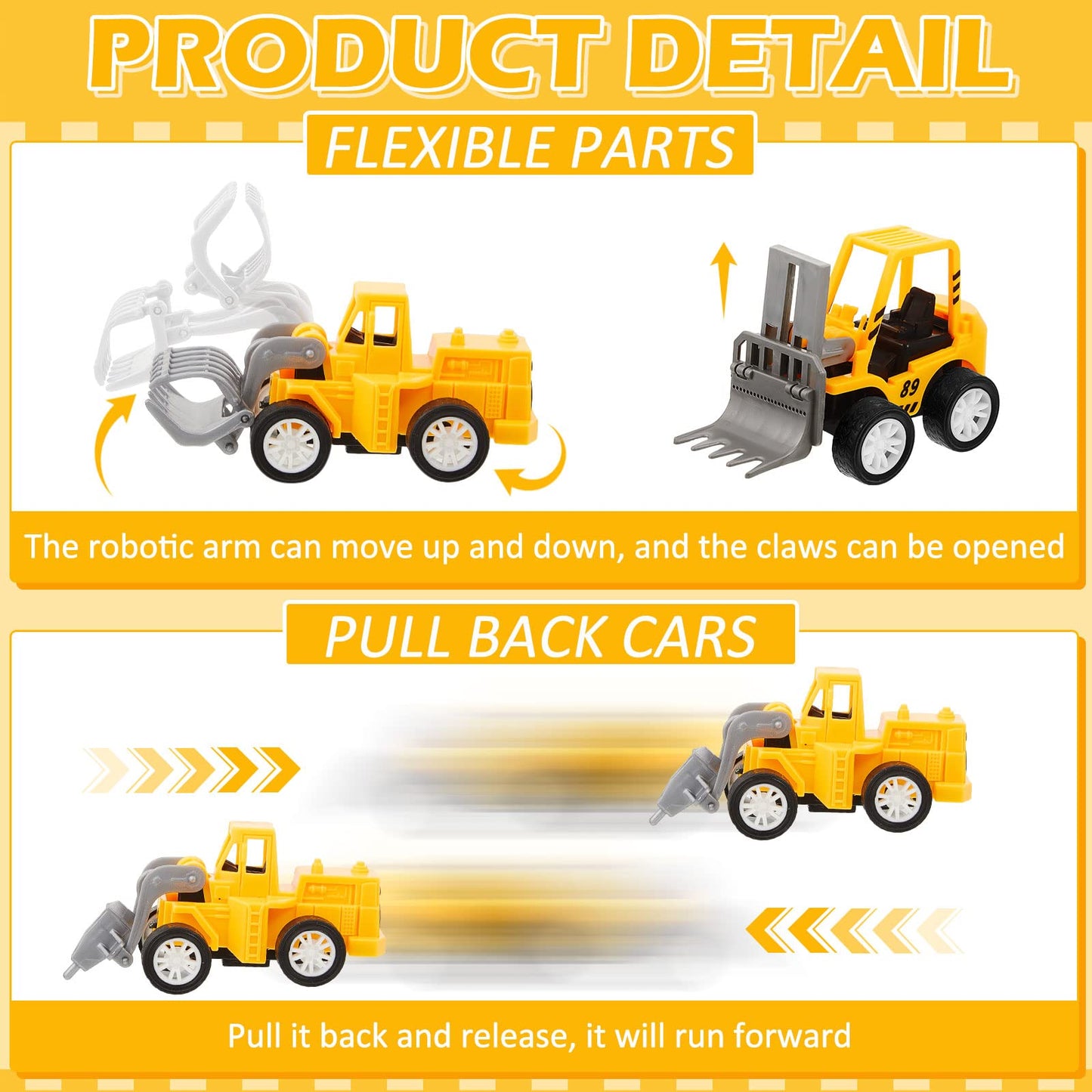 Sosation 108 Pcs Construction Engineering Trucks Small Digger Truck Toys Pull Back Vehicles Mini Excavator Toys Car Set For Kids