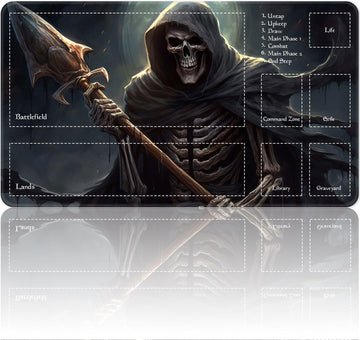 Playmat for MTG Magic Size 24x14 Inch Game Mats Tabletop Magic Play Mats enhanced Smooth Rubber Surface  Mousepad Compatible Qindaiwen for MTG RPG CCG Trading Card Game Play mats  Grim Reaper