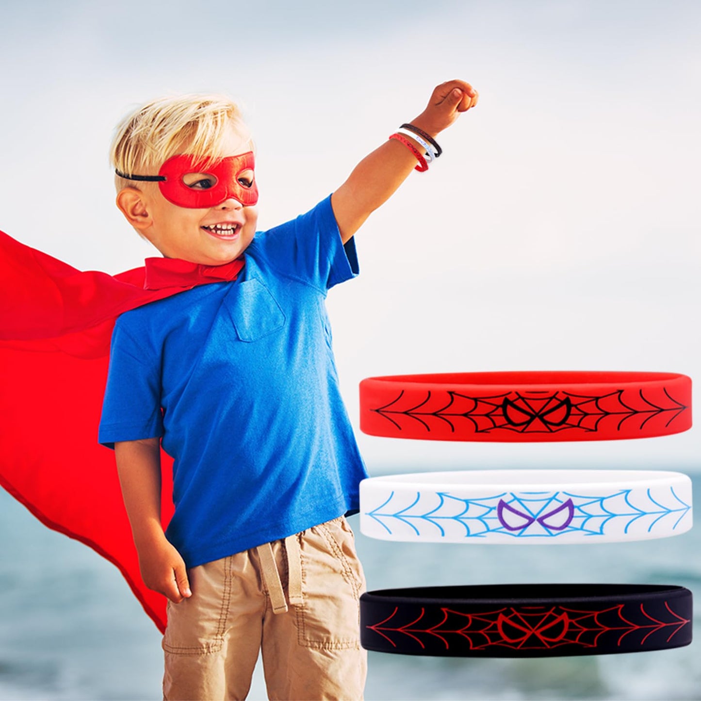 yisncka 24Pcs Spider Silicone Wristbands Bracelets hero Spider Party Decorations Supplies for Spider Theme Boys Girl Birthday Pa