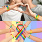 JUNEBRUSHS 42pcs Gay Pride Silicone Bracelets LGBT Sports Rubber Wristbands Accessories for Parades Decorations Party Favors