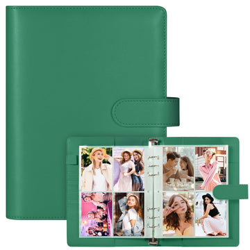 A5 Photocard Holder and Binder  PU Leather 6-Ring Album with Magnetic Closure  Includes 30 Pack 4-Pocket Pages for 240 Cards  Card Holder for Kpop  Trading  and ID Cards (Forest Green)