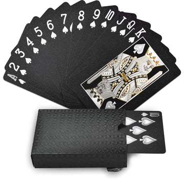 Joyoldelf Playing Cards, Black Playing Cards & Waterproof Playing Cards & Plastic Playing Cards With Box, Cool & Flexible Poker