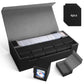Scimi Mtg Card Storage Box Tcg Deck Case Holds Fits 5 Windows Decks Card Box Or 1800+ Sleeved Cards For Mtg, Yugioh, Uno, Tcg, Trading Cards With Mat Case And Strong Magnet Closure (Black)