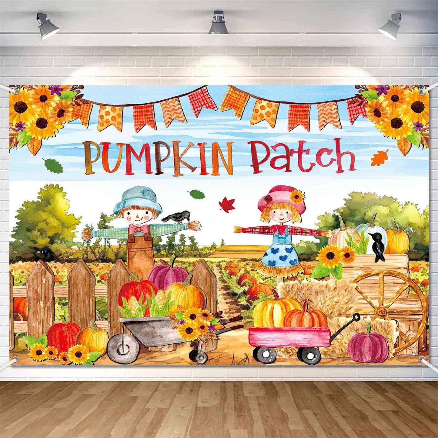 LDWLYW 7x5ft Fall Pumpkin Patch Backdrop Banner Fall Thanksgiving Party Decorations Large Autumn Harvest Farm Pumpkin Photograph