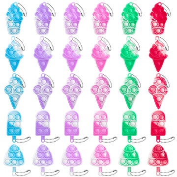 Pop It Keychain Ice Cream Simple Silicone Stress Relief Fidget Pop It Hand Toys Push Bubble Wrap Pop Toys Anxiety Stress Relieve