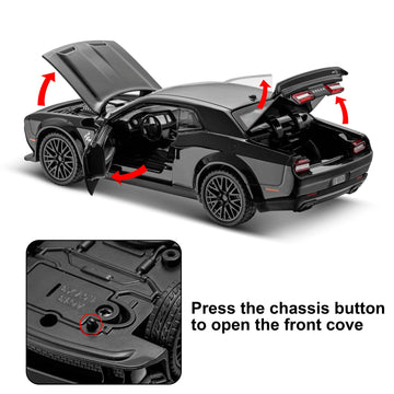 Hellcat Toy Model Car for Kids 1: 32 Scale Dodge Challenger Die cast Metel Toy Cars for Pull Back Model Car Hellcat with Sound a