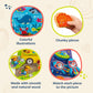 B. Toys- Peek & Explore 4-Pack: Bus, Sea, Space, Dino- Chunky Puzzle 4-Pack – Wooden Puzzles – Sea, Space, Bus, Dinos – 8 Pieces Each – 2 Years +