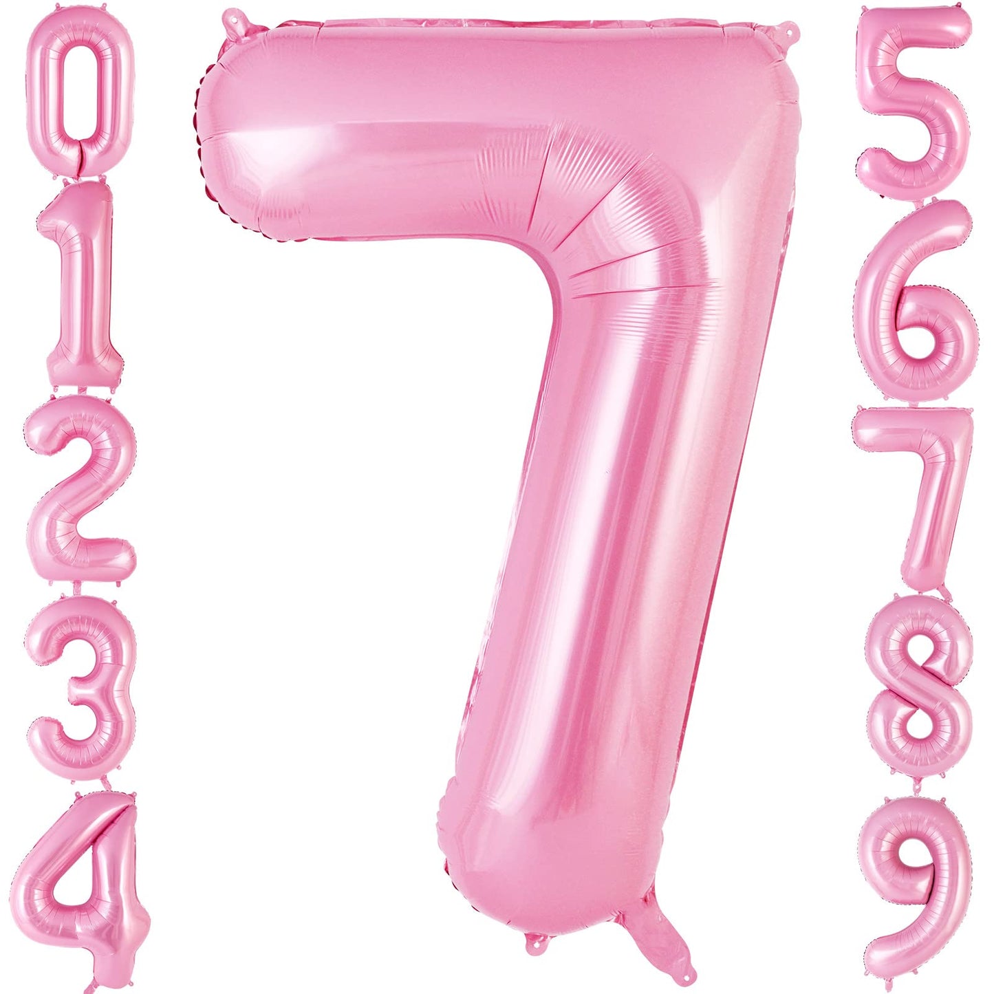 Pink Number 7 Balloon 40 Inch, Big Large Foil Helium Number Balloons, Jumbo Giant Mylar Number 7 Balloons For 7 Year Old Birthda