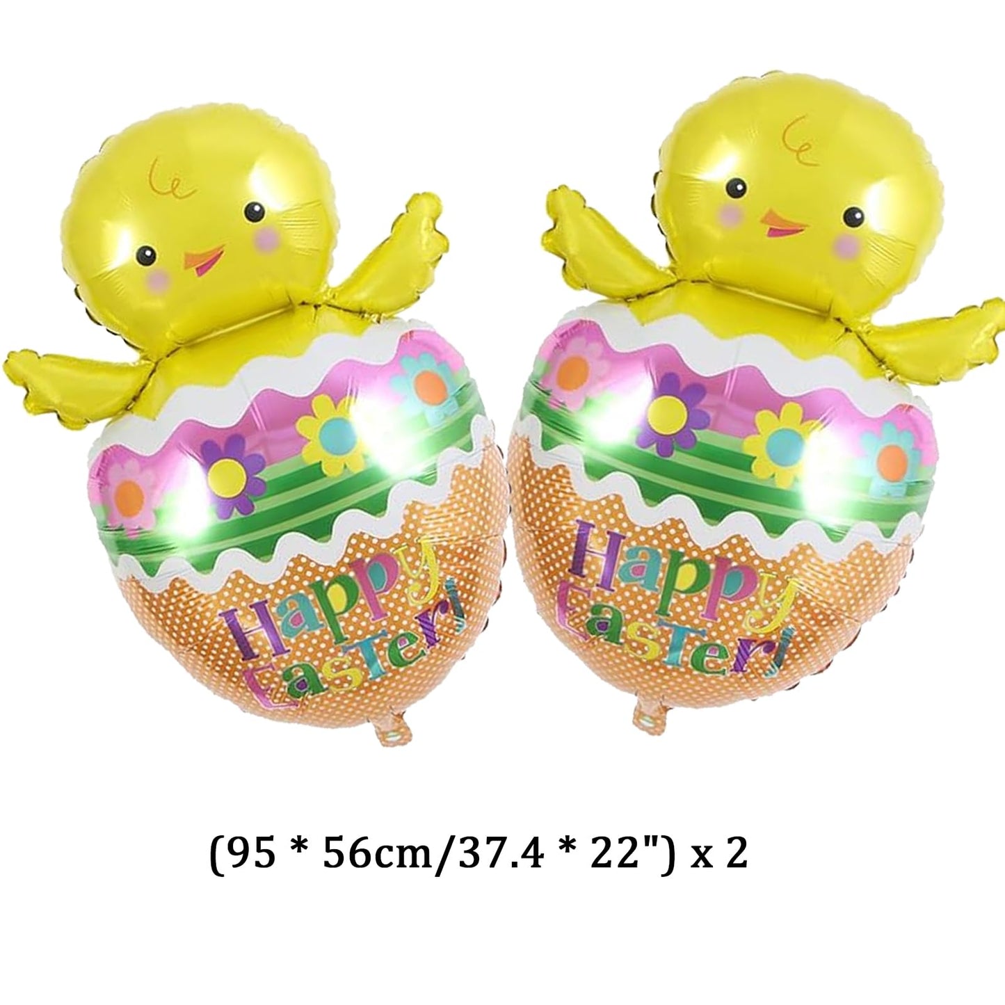 Easter Balloons, 6 Pcs Large Bunny Chicken Egg Foil Balloons, Easter Balloon Party Decorations For Home Baby Shower, Happy Theme