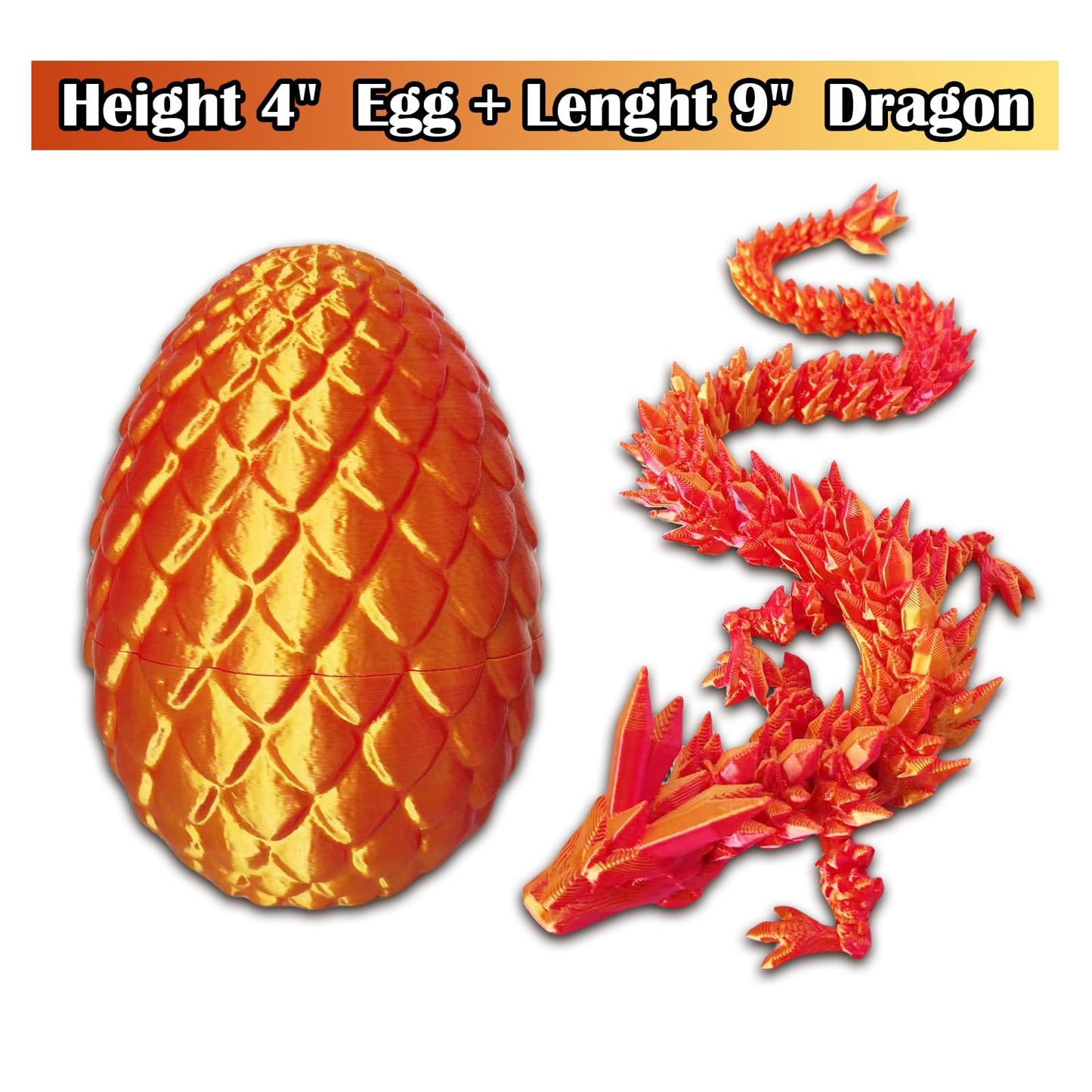 Yanzhe 3D Printed Dragon Egg, 3D Printed Articulated Dragon Eggs With Dragon Inside, Crystal Dragon Fidget Toy, Adults Fidget To