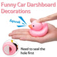 Wonuu Rubber Duck Car Ornaments Set - Pink Dashboard Decorations With Propeller Helmet, Sunglasses, and Gold Chain (W-Pink Hat W