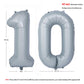 40 In Matte Gray Number Balloons Helium Foil Mylar Balloon Birthday Party Banquet Decoration 10