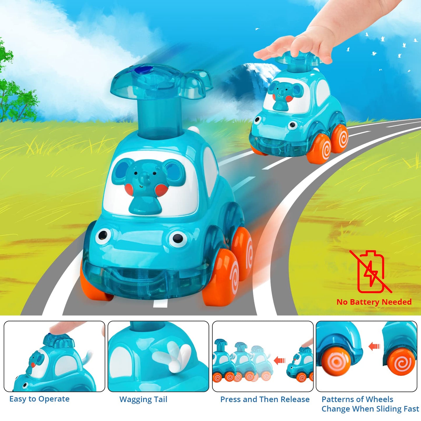 Wdebay 4 Pcs Inertia Animal Car Toys For 1 Year Old Boy And Girl|Toddler Toys Age 1-2|1 Year Old Boy Gifts For 1St Birthday|Baby