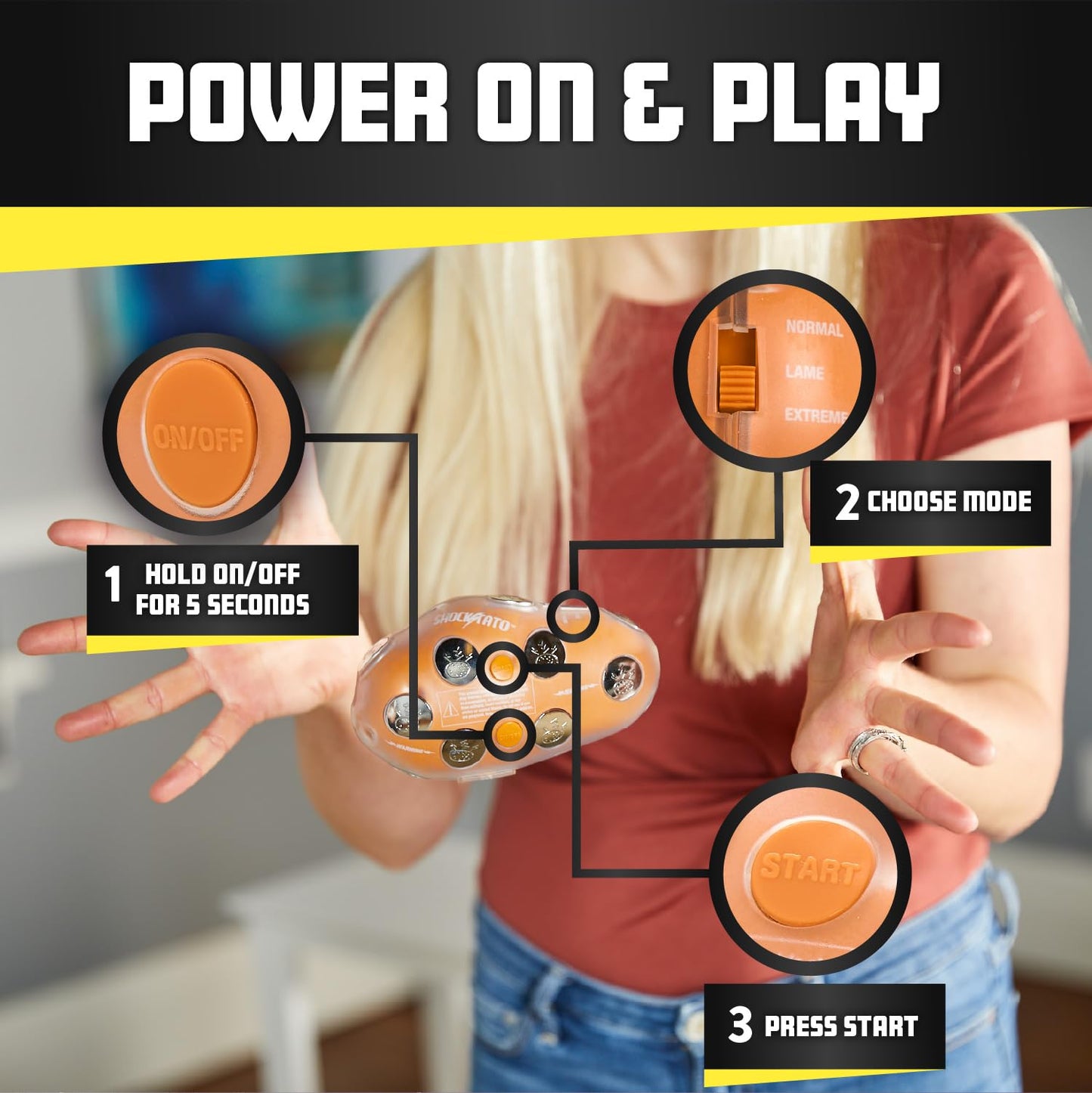 Lightning Reaction Shocktato Party Game - Hilarious Shocking Potato - Multicolor - Idaho Potato Sized - Model SQ-98