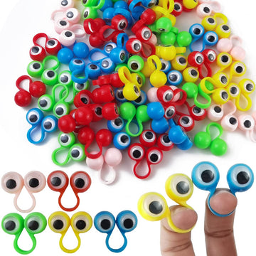 Gxxmei 100Pcs Eye Finger Puppets Eye On Rings Googly Eyeball Ring Party Favor Toys For Kids, 5 Colors