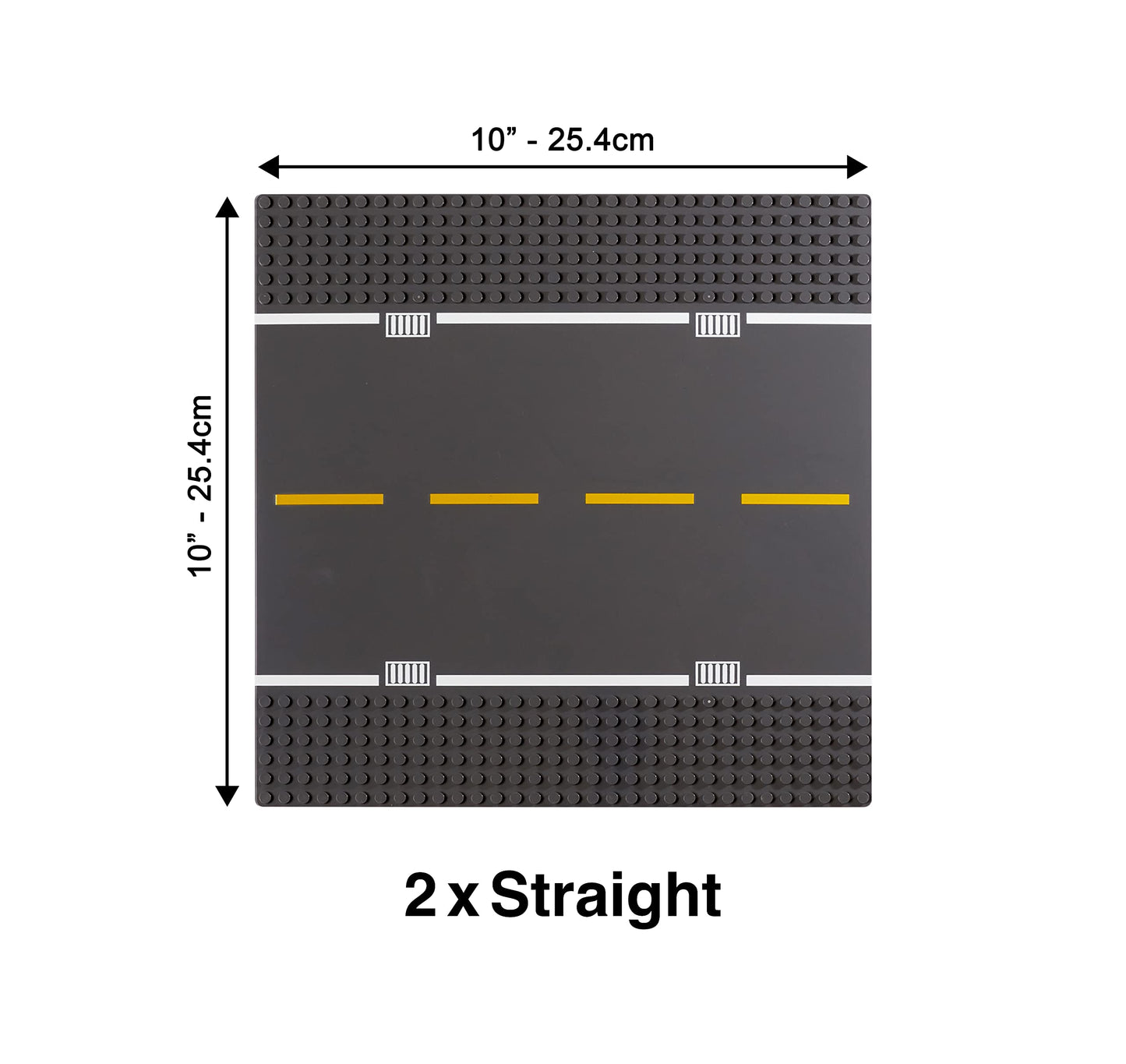 Apostrophe Games Road Baseplate - Premium Building Blocks Base Plates Compatible With All Major Brands - 8Pcs Baseplate Gray With Road Design - Straight, Curve, Crossroad, T-Junction Gray Base Plates