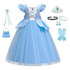 Wyb Girls Princess Costume Dresses Blue Princess Dress Up Clothes With Accessories For Halloween Cosplay Carnival Party