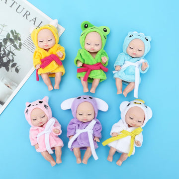Onest 6 Sets 4 Inch Dolls Cute Baby Dolls Include 6 Pieces Baby Mini Dolls, 6 Sets Handmade Doll Clothes