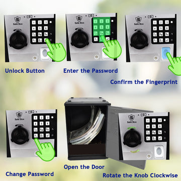 Litpggy Kids Safe Bank With Fingerprint Password Talking Atm Piggy Bank For Real Money Toy Gift For 5-14 Years Old Boys Girls (S