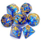 Haxtec DND Dice Set 7PCS Polyhedral Dice for Roleplaying Dice Games as Dungeons and Dragons-Blue Clear Gold Foil