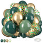 Green And Gold Balloons, 12 Inch Dark Emerald Green Sage Green Metallic Gold Balloon Green Gold Confetti Balloons For Birthday W