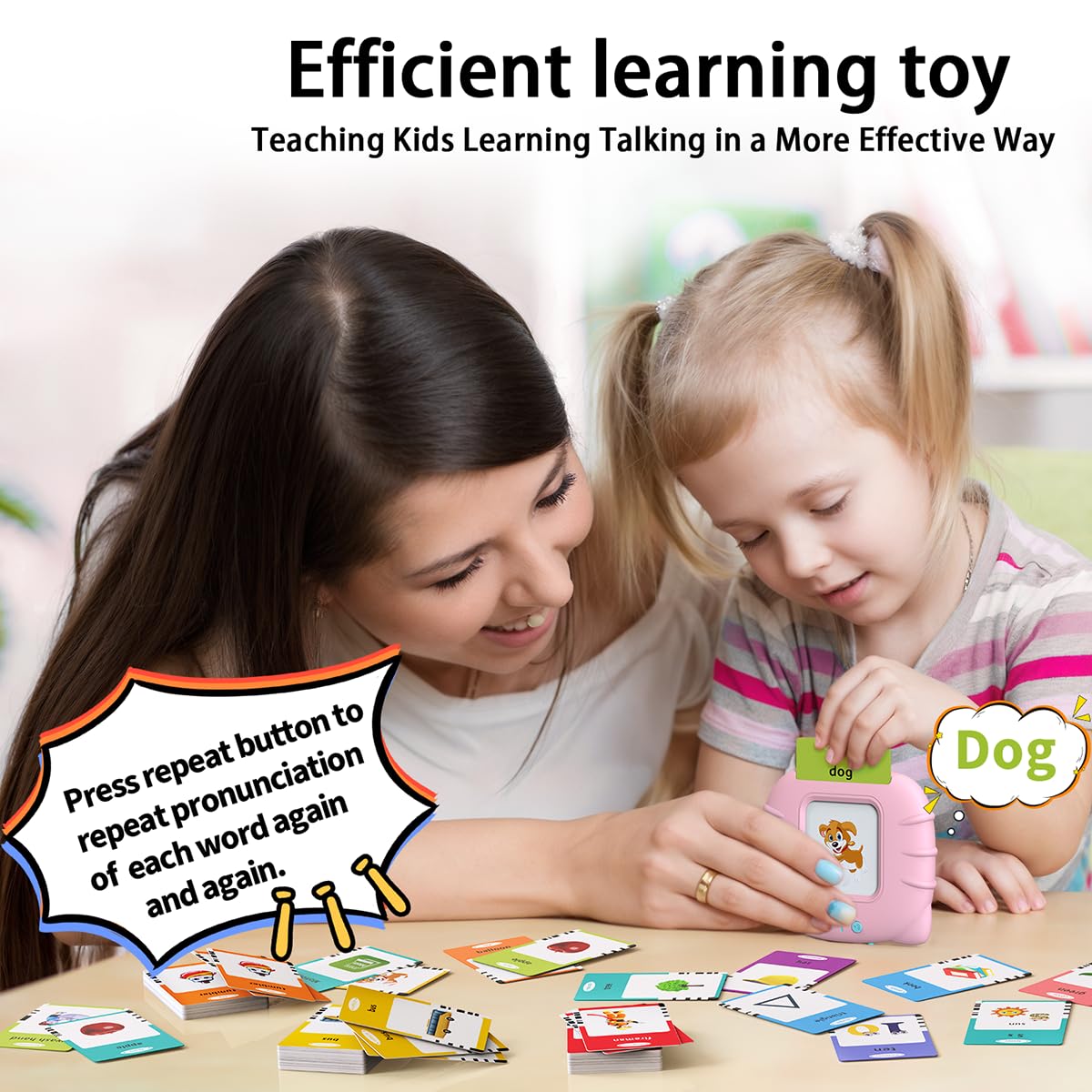 Kidzdo Learning Toys For Toddler 2-4 Years - 254 Sight Words Talking Flash Cards With Music, Abc 123, Etc, Pocket Speech Therapy