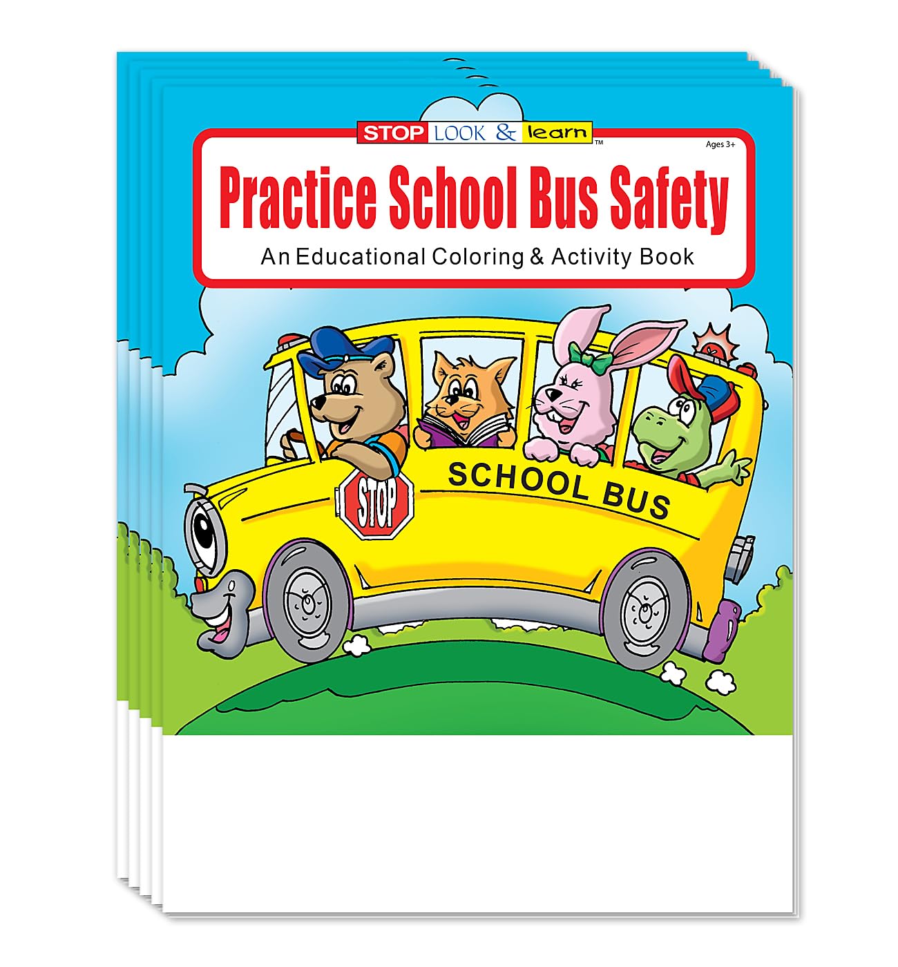 ZOCO - School Bus Safety & Rules Coloring & Activity Books (50 Bulk Pack, Without Crayons) - Bus Driver Gift & Handout for Kids