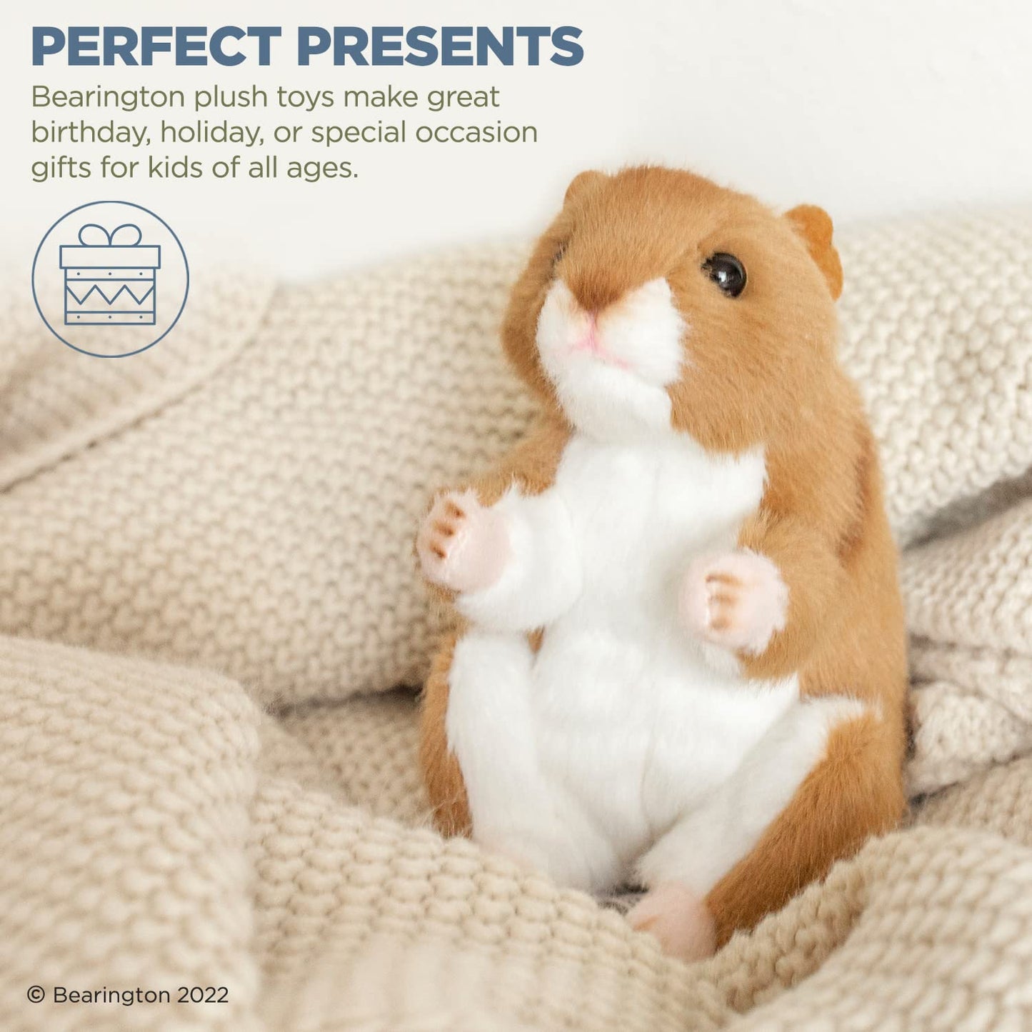 Bearington Collection 6" Plush Hamster Toy - Realistic Soft Fur, Machine Washable, Cuddly Gift for Kids and Animal Lovers
