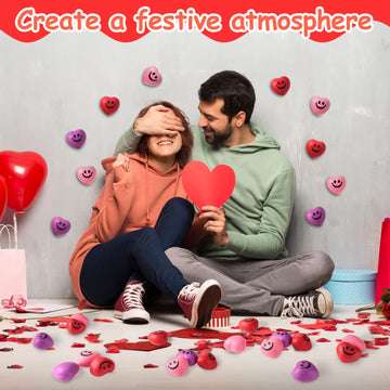 36 Pieces Valentines Day Heart Shaped Stress Balls Valentines Day Smile Face Crafts Funny Mini Foam Balls For School Carnival Re