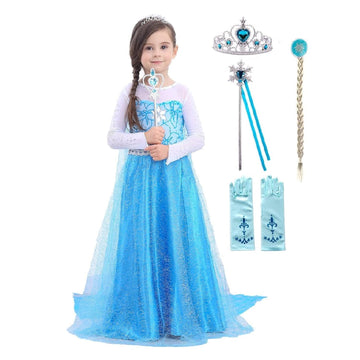 Familycrazy Princess Costume Princess Dresses For Girls Dress Up Fancy Halloween Christmas For Toddler, 6-7 Years, Blue