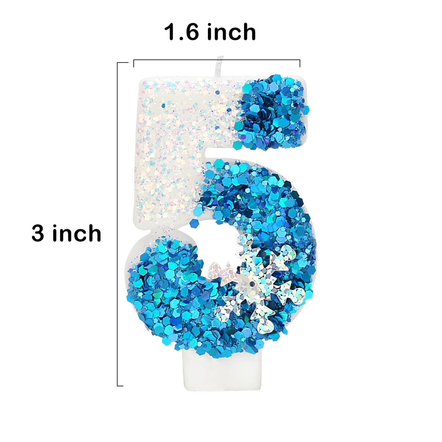 Snow Themed Birthday Candles, Birthday Candle for Party Supplies, Winter Birthday Party Supplies, 2.76 inch Number 25 Candle Cak