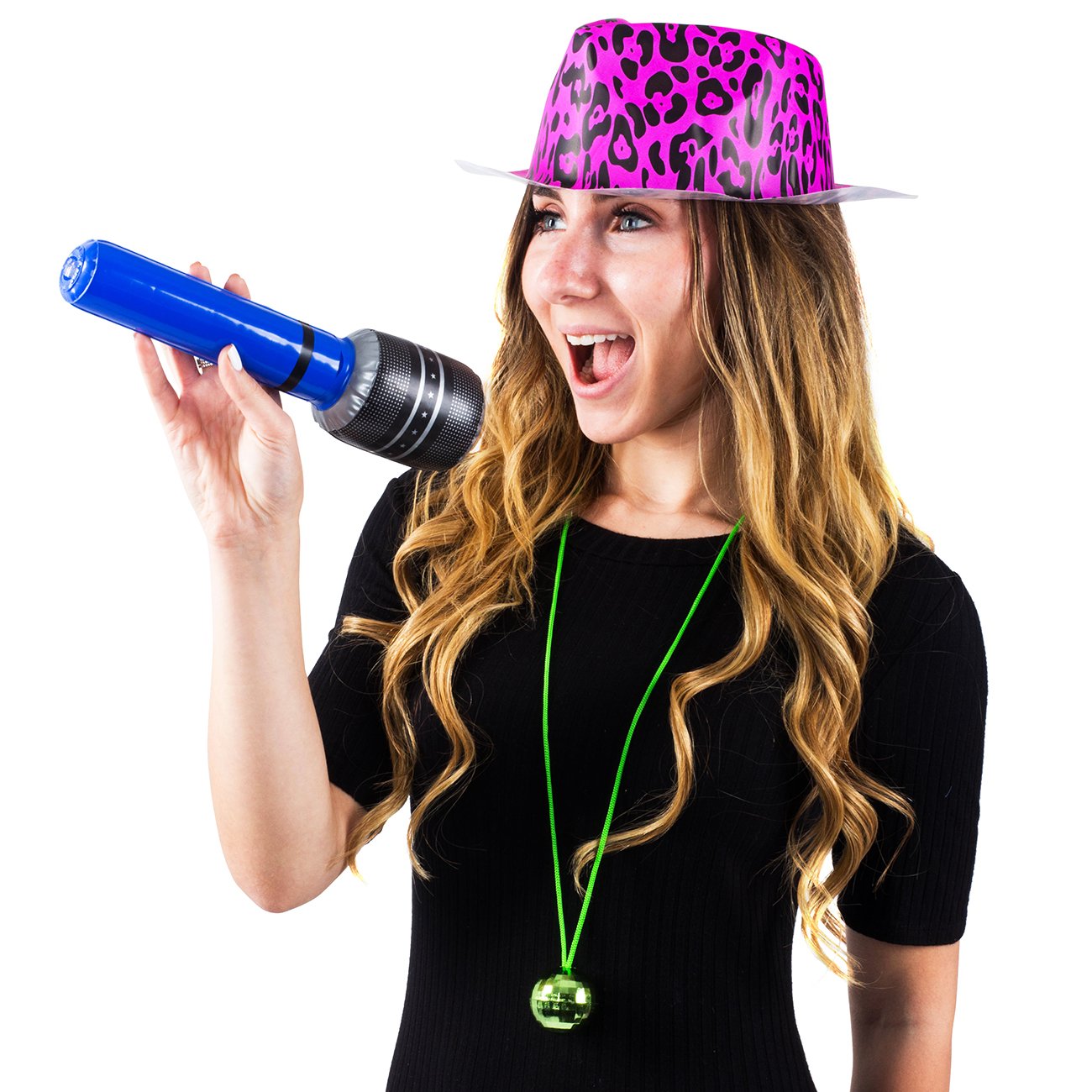 Tigerdoe Rock n Roll Party Favors - 36 Pc Set - Rock Star Party Hats, Disco Ball Necklaces, Inflatable Microphones - Rocker Part