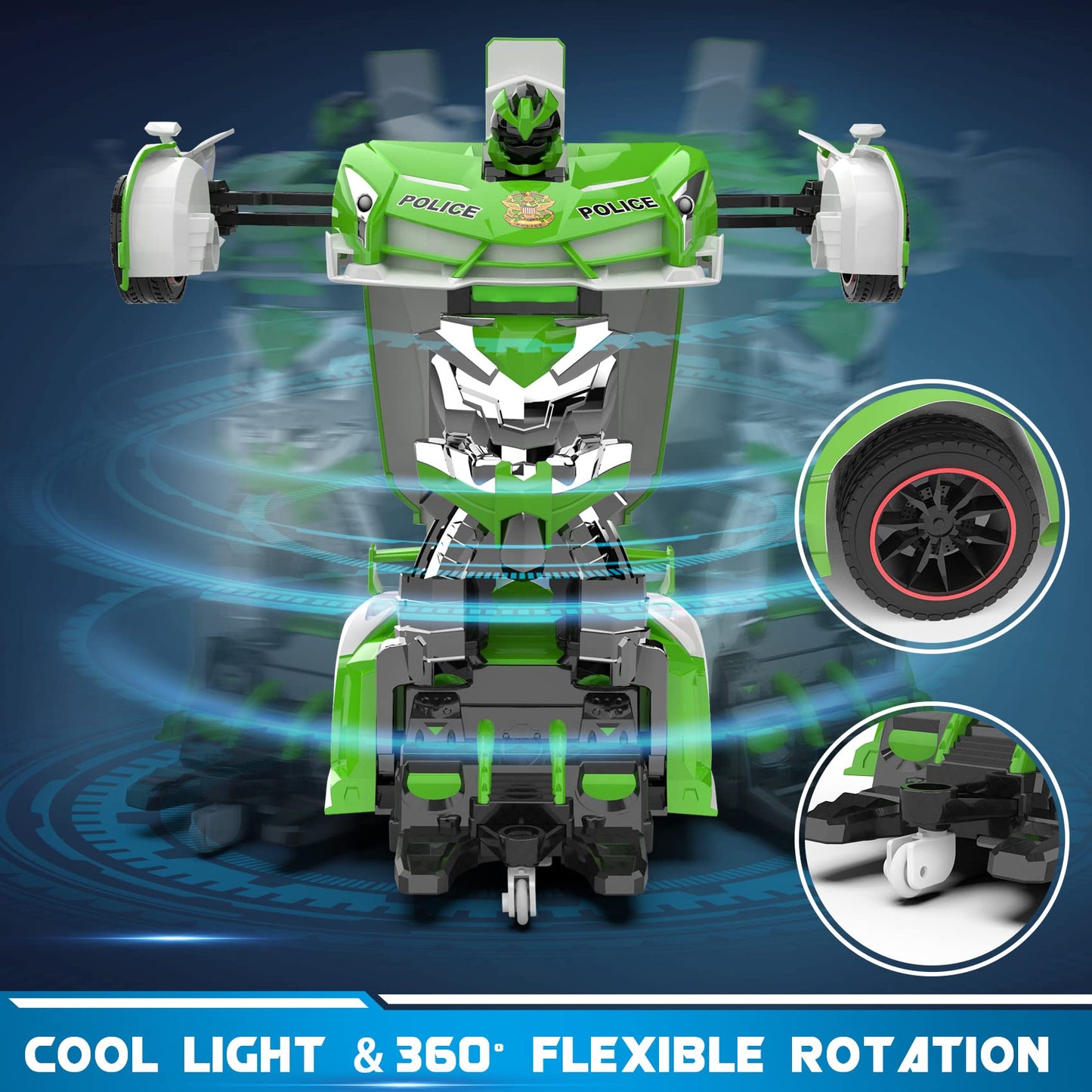 FDJ Remote Control Car - Transform RC Cars, 2.4Ghz 1:18 Scale Transforming RC Drift with Flashing Lights, One Key Deformation 36