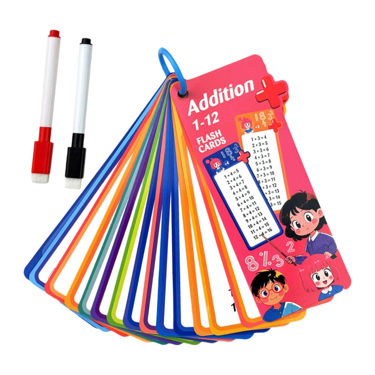 Enakshi 012 Table Math Cards Rounded Edges Reusable 3.1x7inch with 2 Dry Erase Pens Addition|Toys & Hobbies | Educational | Oth
