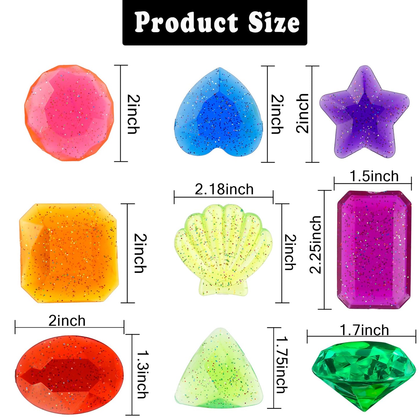Diving Gem Pool Toys, Diving Gems For Pool For Kids, 16 Big Colorful Diamond Pirate Treasure Summer Underwater Gemstone Swimming
