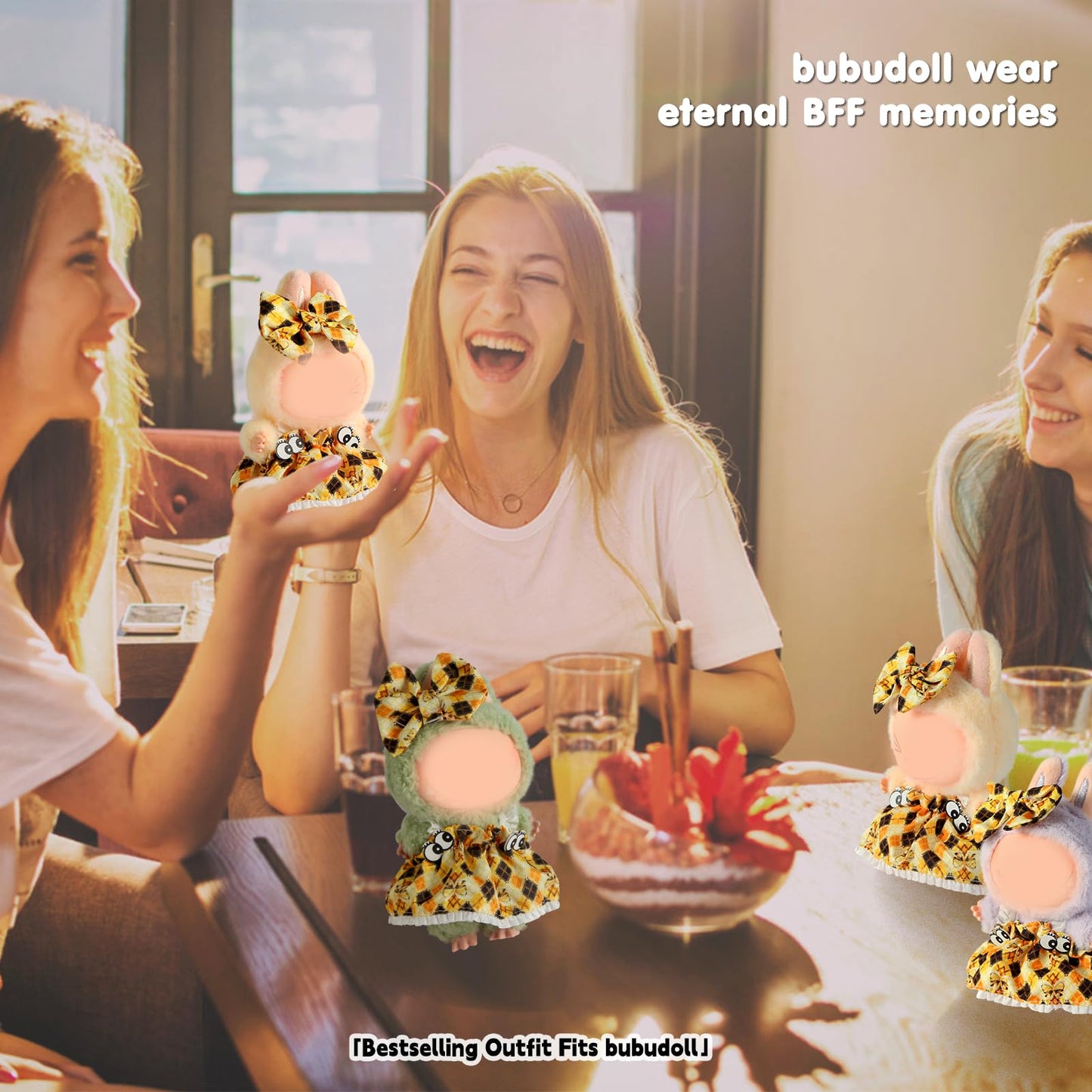 Ciunura 2025NEW Trendy Clothes for bubudoll  Ropa para for bubuclothes  Can Be Used to Change Clothes for Your15&17cm Dolls(Yellow and Black Plaid Dress 2pc Set)